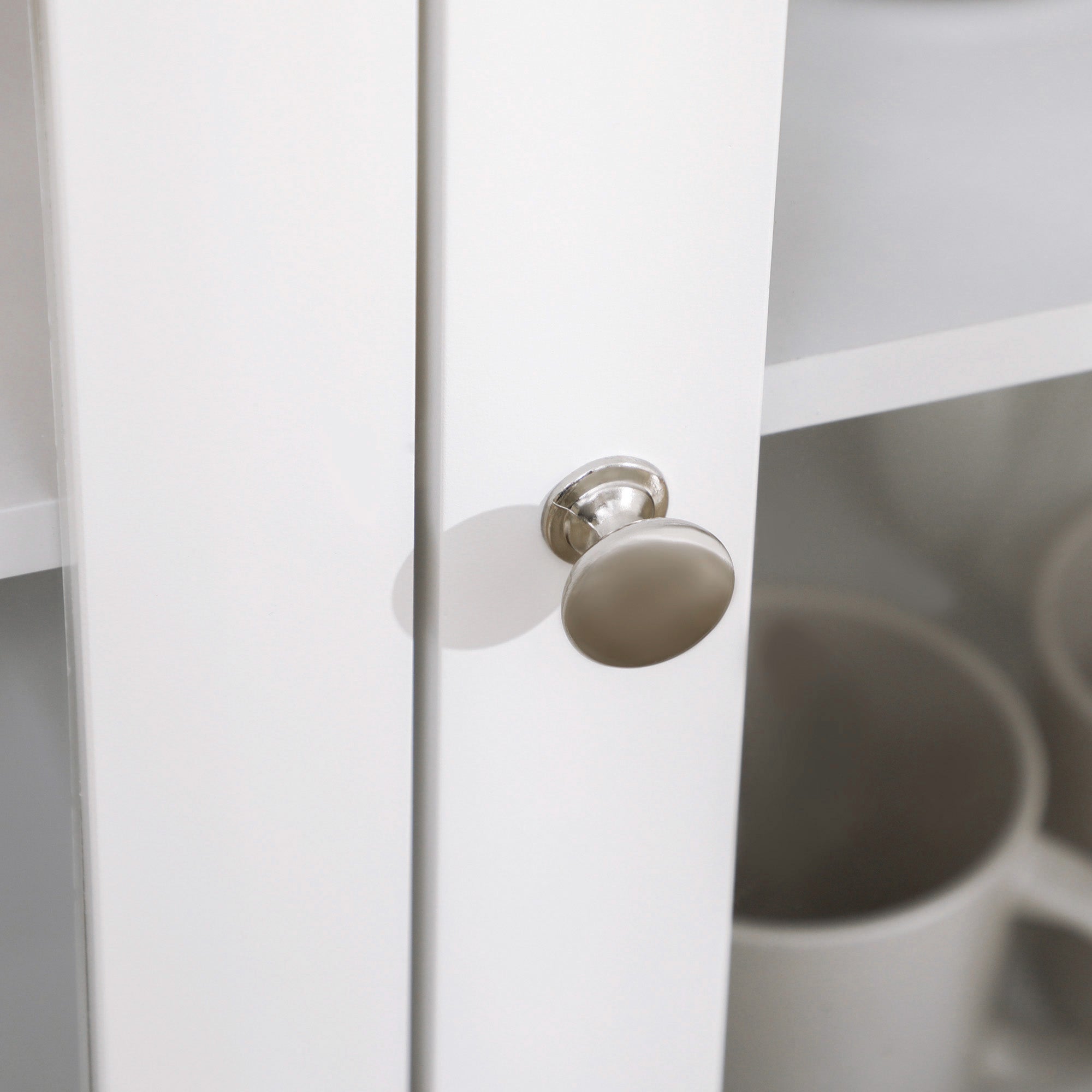 Buffet storage cabinet with 3 glass doors 2 adjustable shelves light wood effect top - 120 x 40 x 70 cm white