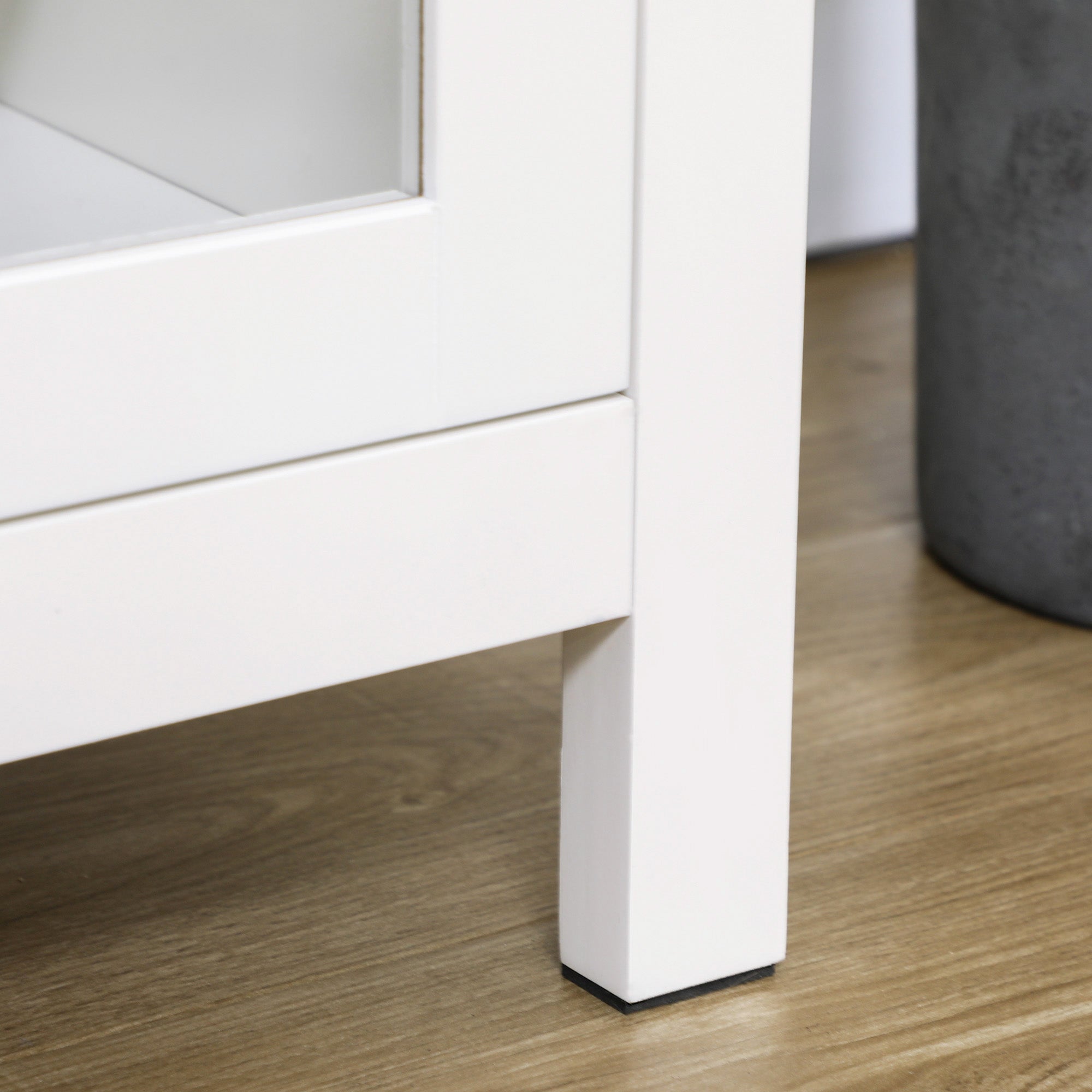 Buffet storage cabinet with 3 glass doors 2 adjustable shelves light wood effect top - 120 x 40 x 70 cm white