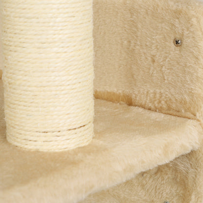 Cat Climbing Wall Set, 3-Piece Cat Furniture with Scratching Board, Jumping Platforms, Scratching Post, Play Ball, for Cats up to 5 kg, Sisal, Beige