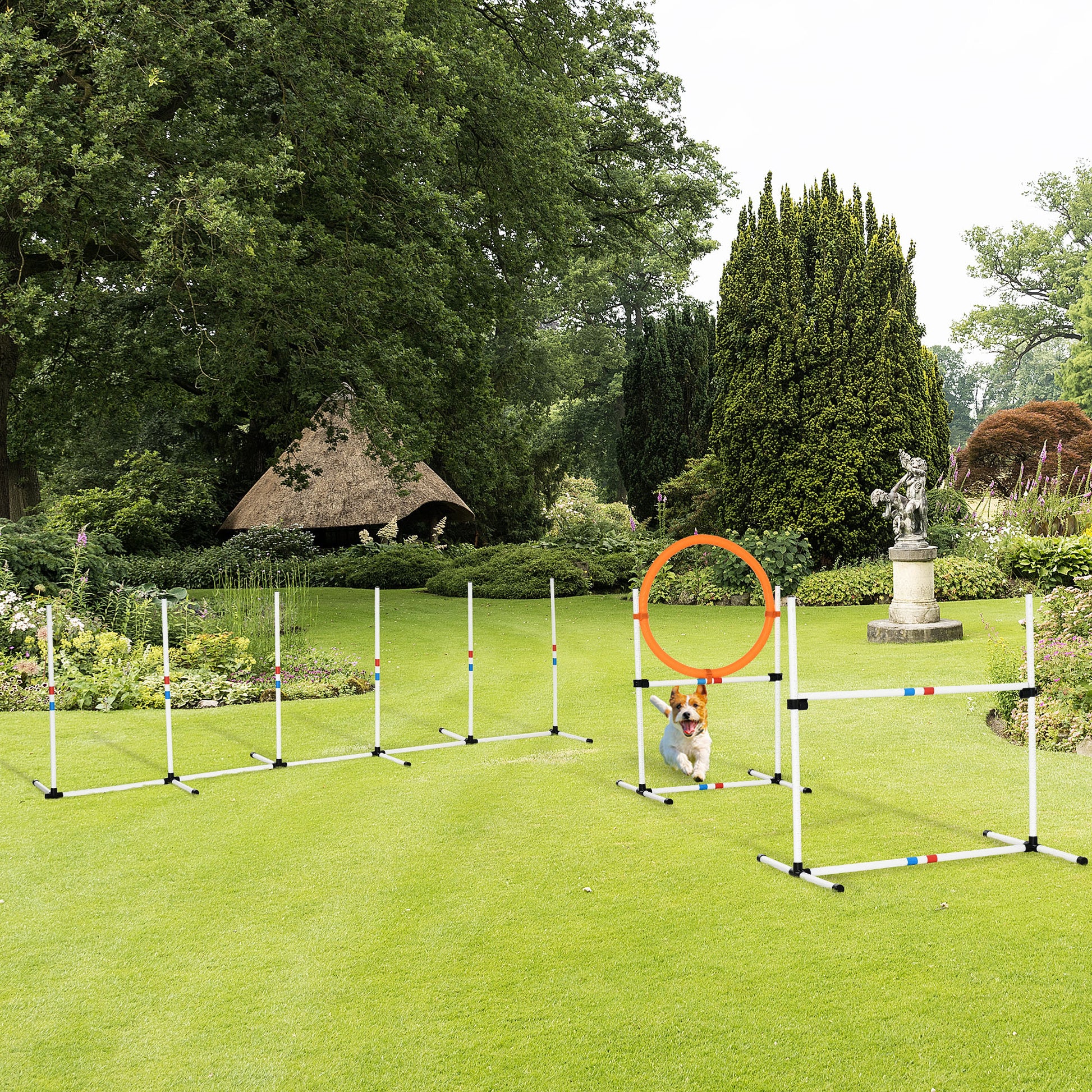 3-Piece Dog Agility Set Training for Pets Pet Training Set Including Bag Easy to Carry Plastic White+Yellow