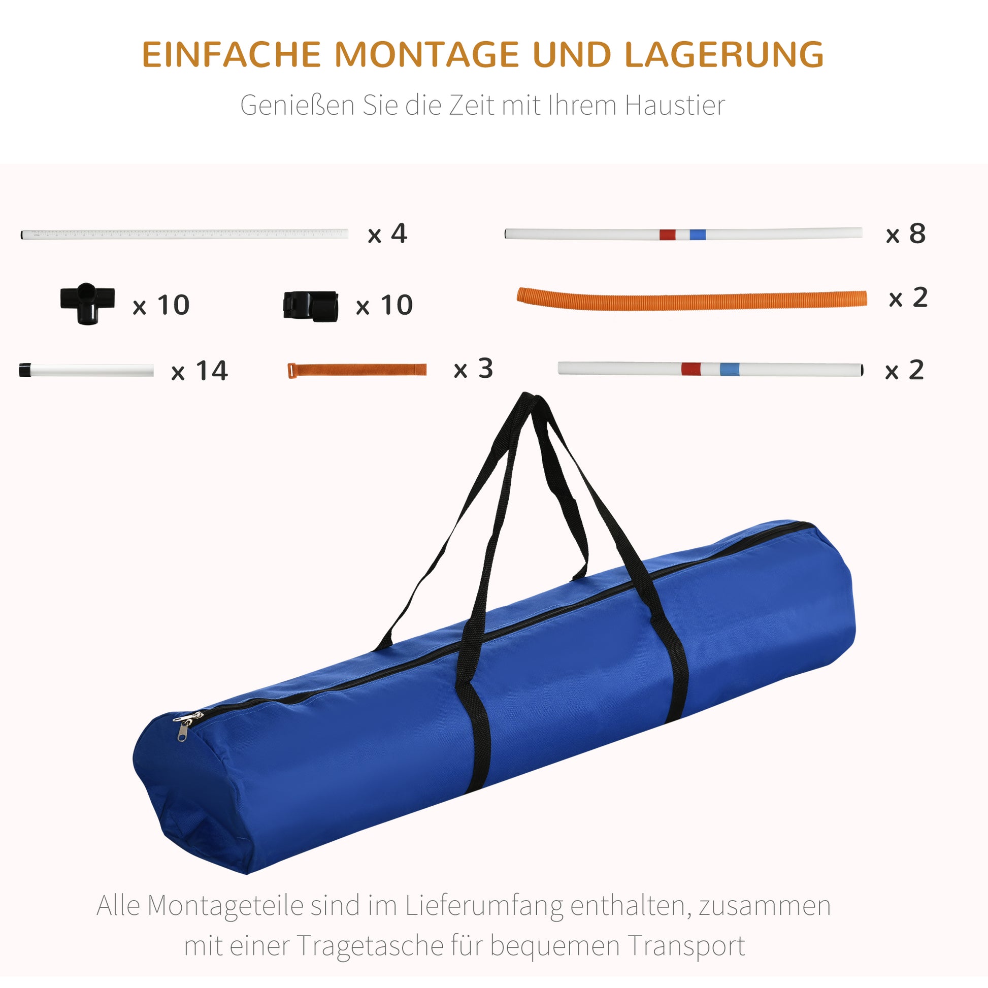 3-Piece Dog Agility Set Training for Pets Pet Training Set Including Bag Easy to Carry Plastic White+Yellow