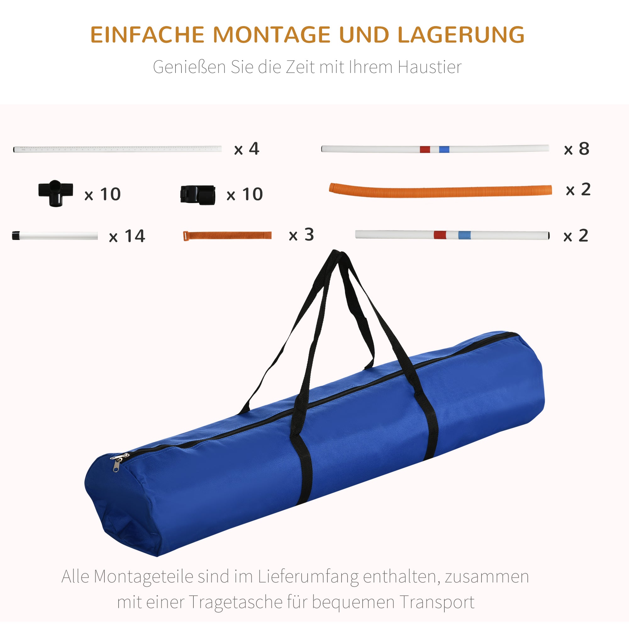 3-Piece Dog Agility Set Training for Pets Pet Training Set Including Bag Easy to Carry Plastic White+Yellow
