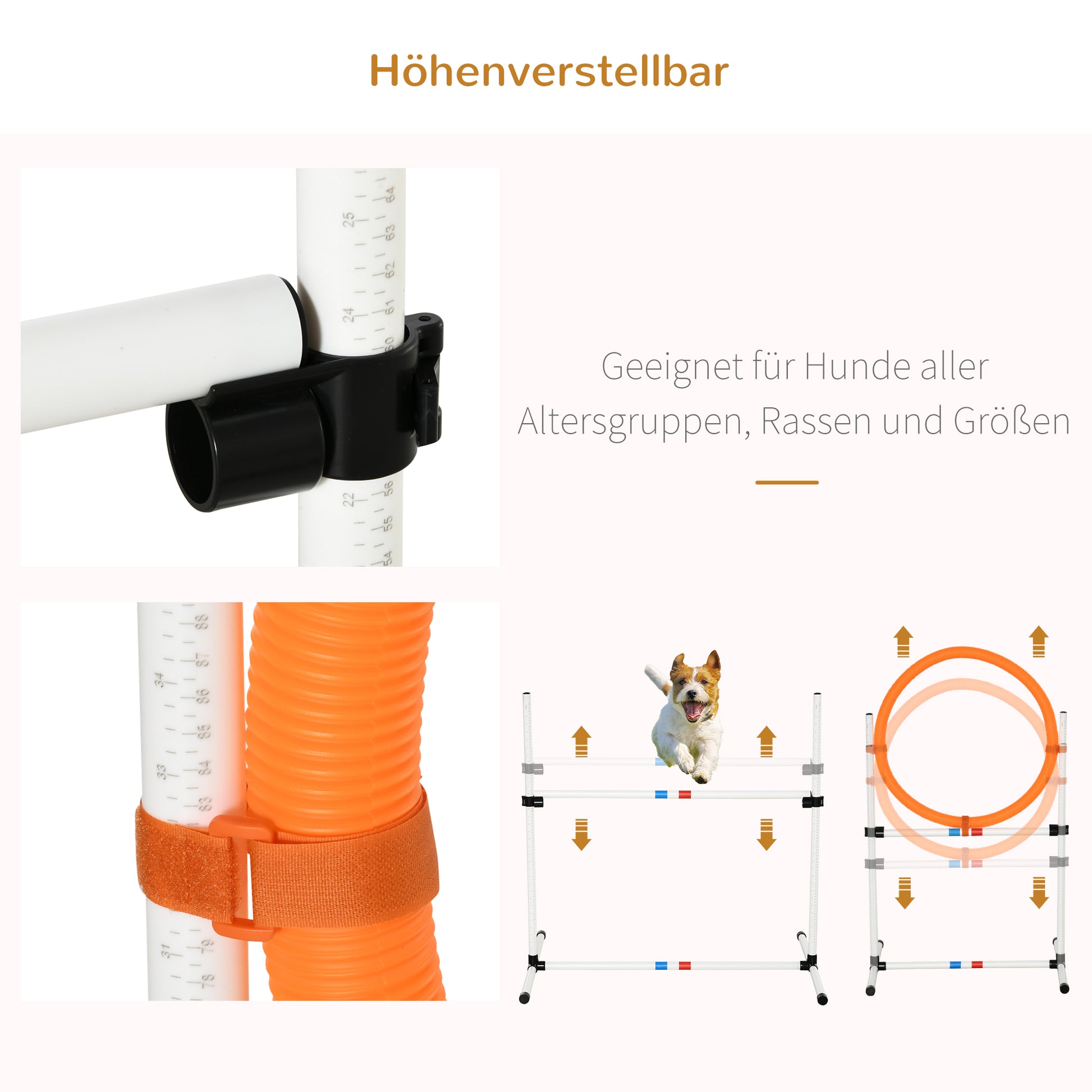 3-Piece Dog Agility Set Training for Pets Pet Training Set Including Bag Easy to Carry Plastic White+Yellow