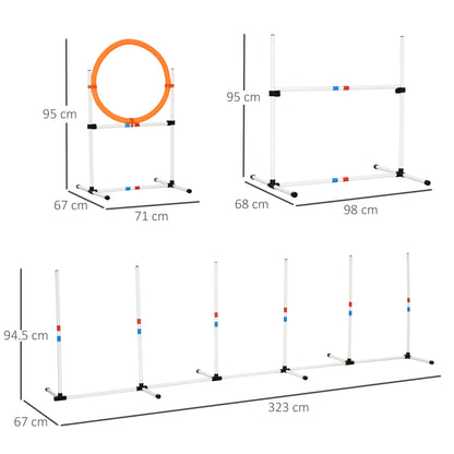3-Piece Dog Agility Set Training for Pets Pet Training Set Including Bag Easy to Carry Plastic White+Yellow