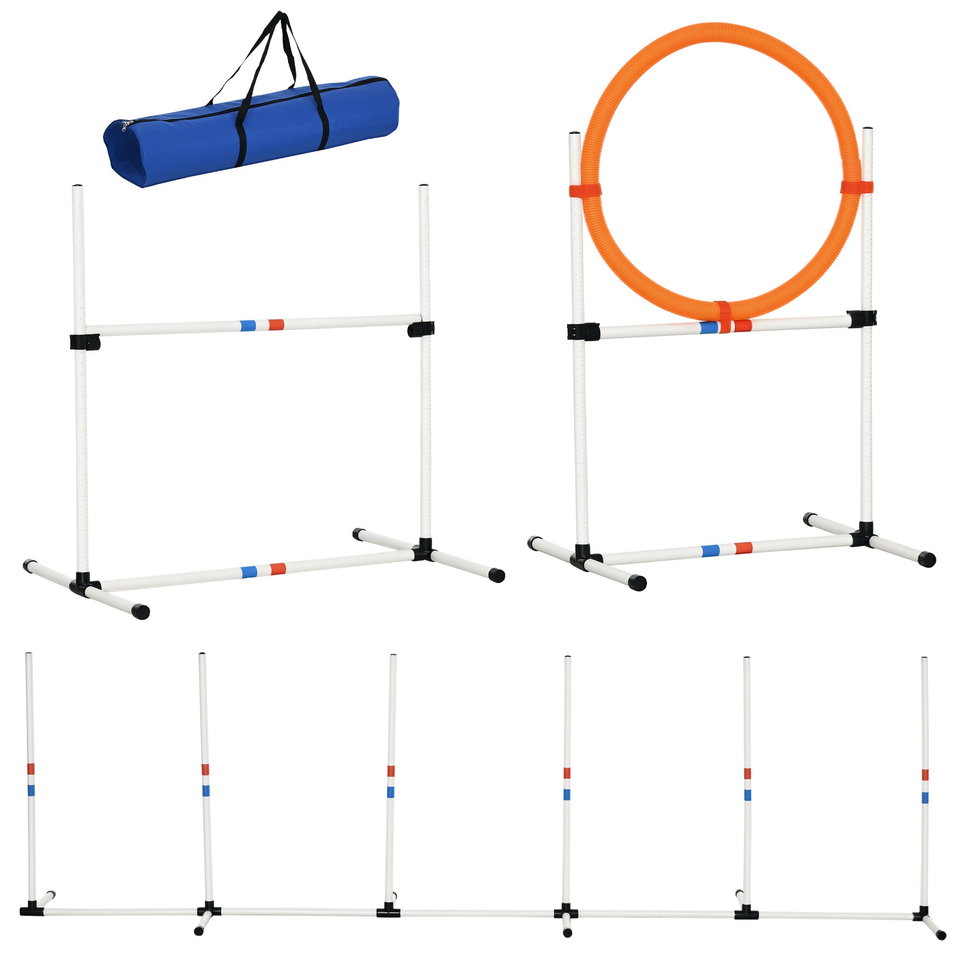 3-Piece Dog Agility Set Training for Pets Pet Training Set Including Bag Easy to Carry Plastic White+Yellow