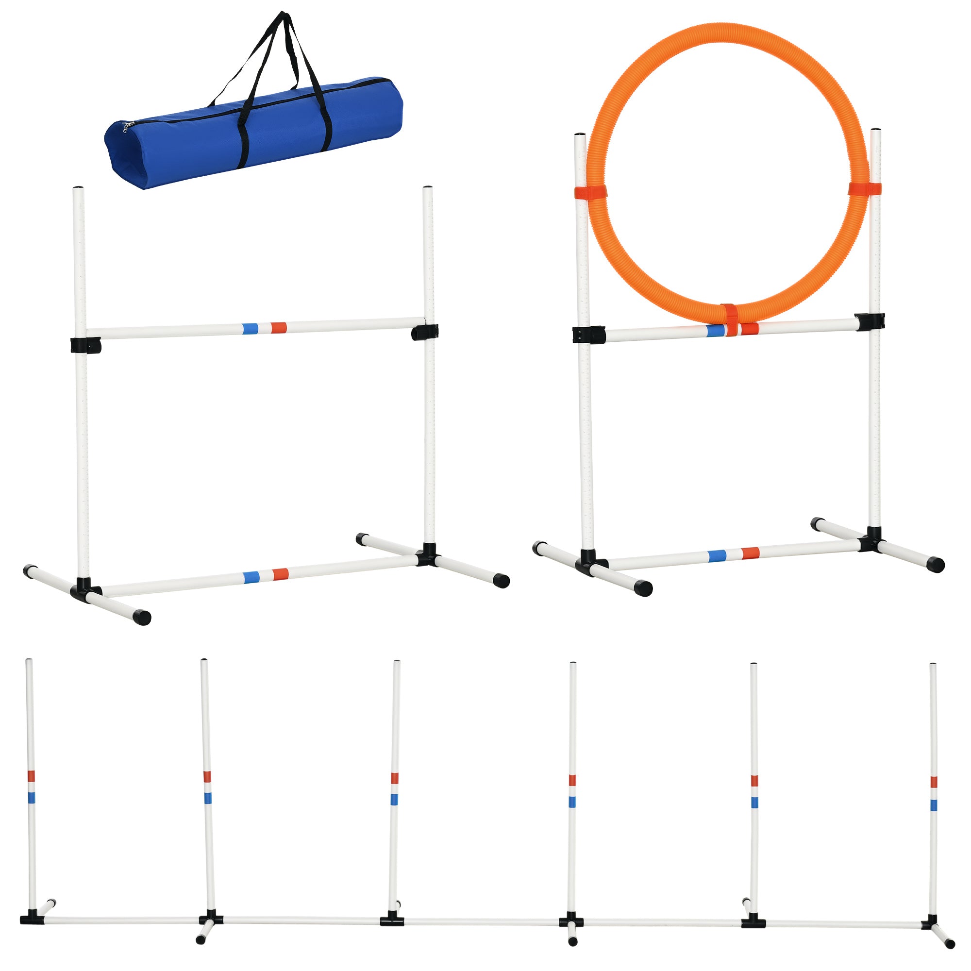 3-Piece Dog Agility Set Training for Pets Pet Training Set Including Bag Easy to Carry Plastic White+Yellow