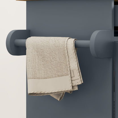 Multi-Purpose Kitchen Trolley with Drawer, Wheels, Spice Rack, Cabinet, Kitchen Cabinet with Adjustable Shelf, Towel Rail, and Rubber Wood Top, 109x40x89 cm, Gray