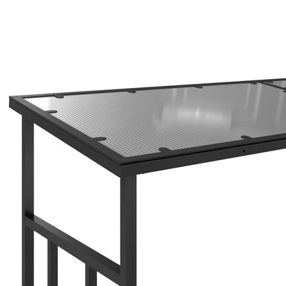 Firewood Rack 185 x 62 x 184 cm Wood Stand with Waterproof Cover, Firewood Rack with Roof, for Outdoor, Indoor, up to 2000 kg, Metal, Black