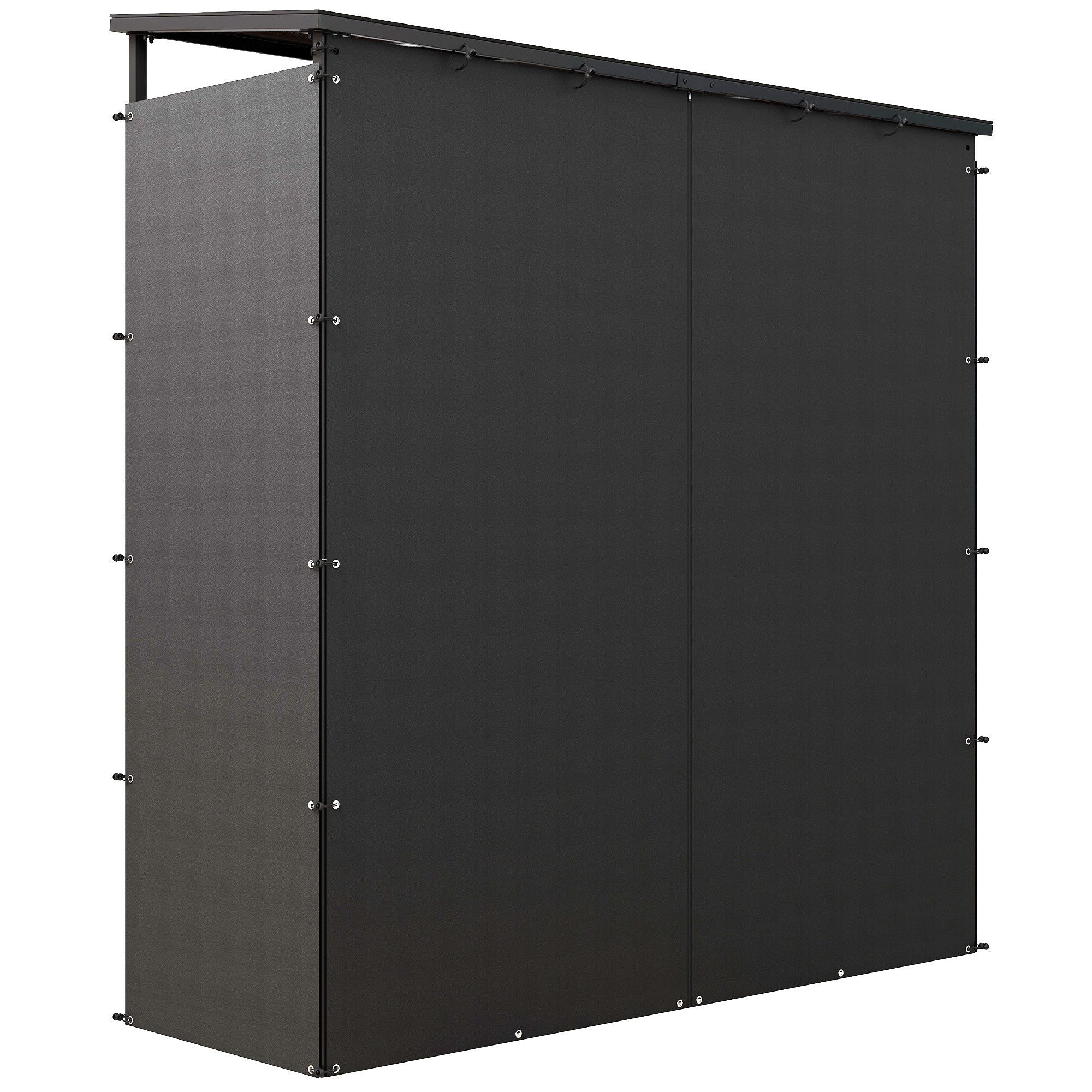Firewood Rack 185 x 62 x 184 cm Wood Stand with Waterproof Cover, Firewood Rack with Roof, for Outdoor, Indoor, up to 2000 kg, Metal, Black
