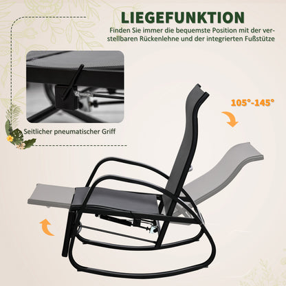 Swing Chair Swing Bed with Adjustable Backrest Footrest Garden Lounger Swing Bed up to 160 kg Texteline Gray 90 x 64 x 96.5 cm