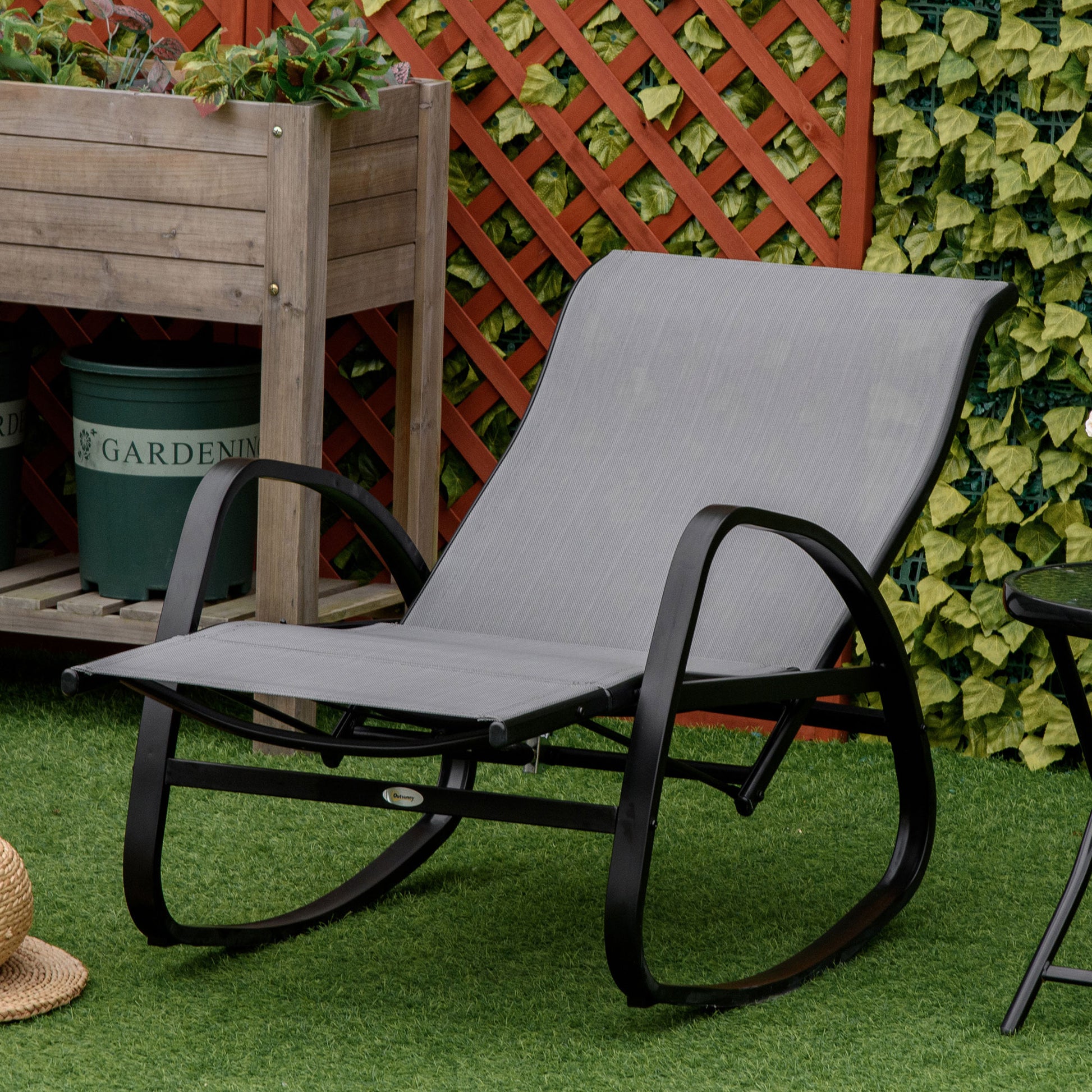 Swing Chair Swing Bed with Adjustable Backrest Footrest Garden Lounger Swing Bed up to 160 kg Texteline Gray 90 x 64 x 96.5 cm