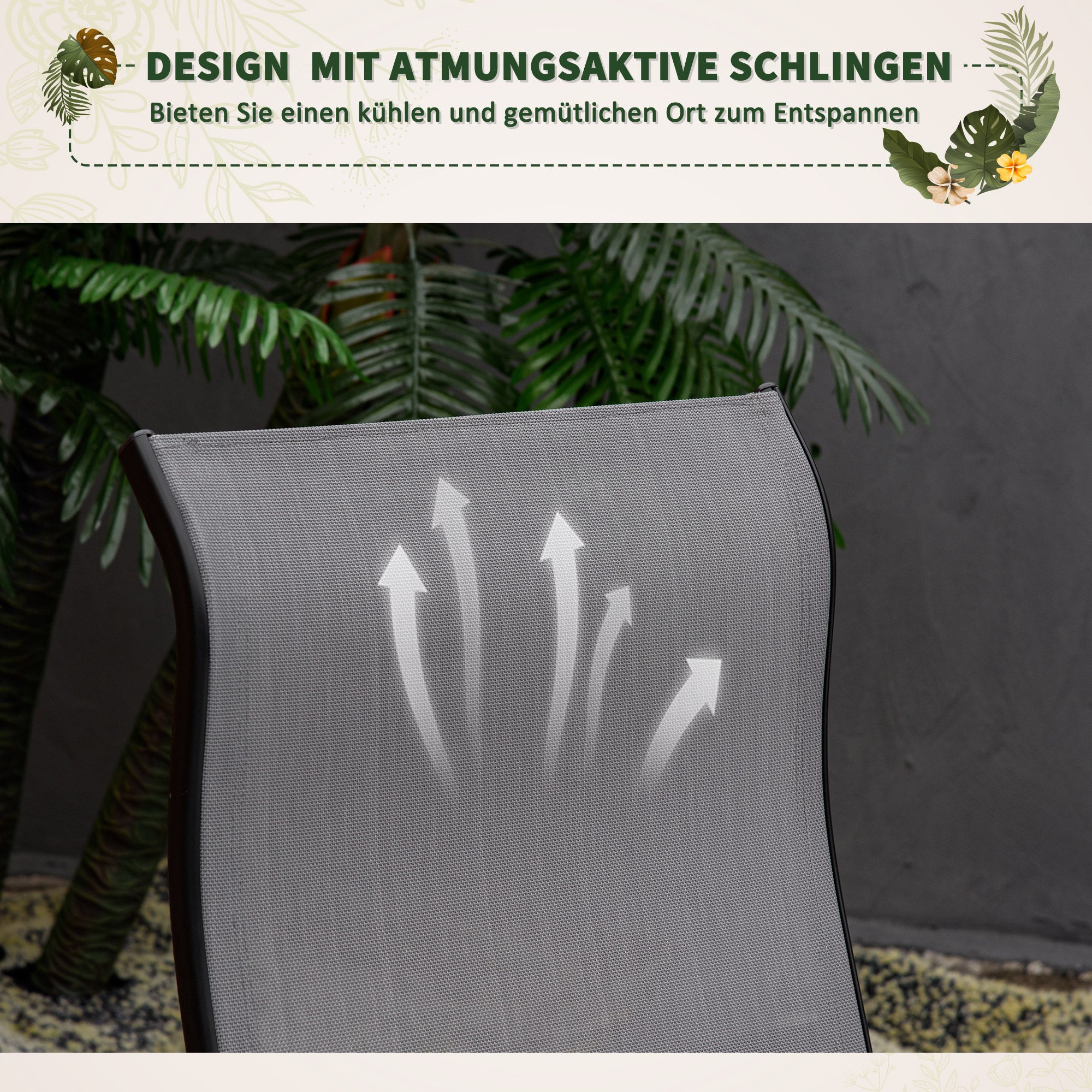 Swing Chair Swing Bed with Adjustable Backrest Footrest Garden Lounger Swing Bed up to 160 kg Texteline Gray 90 x 64 x 96.5 cm