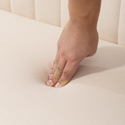 2-Seater Fabric Sofa Upholstered Double Sofa Seating Furniture Lounge Sofa Wood Velvet-like Polyester Foam Cream 117 x 56.5 x 77 cm