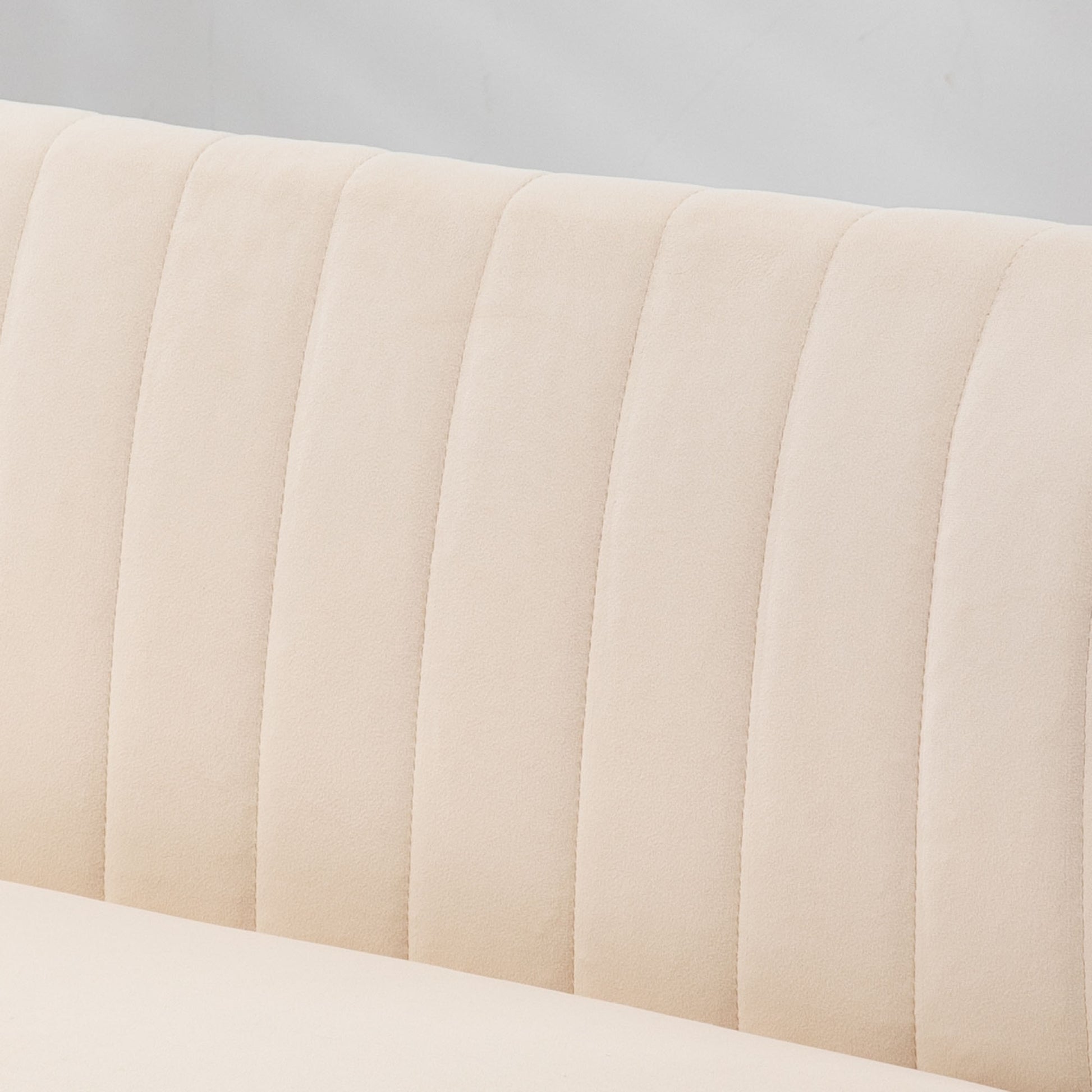 2-Seater Fabric Sofa Upholstered Double Sofa Seating Furniture Lounge Sofa Wood Velvet-like Polyester Foam Cream 117 x 56.5 x 77 cm