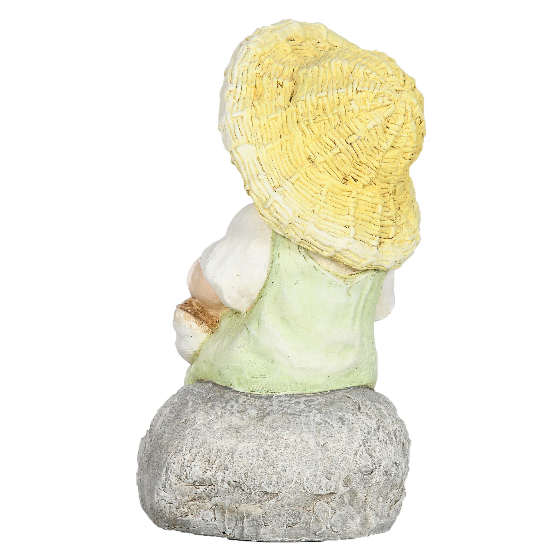 Garden Statue "Little Boy with Straw Hat", 43 cm Weather-Resistant Garden Figurine, Outdoor Ornament, Garden Decor, Sculpture for Home Decoration, Garden, Yard