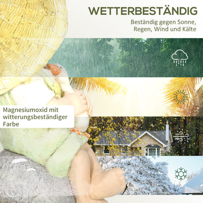 Garden Statue "Little Boy with Straw Hat", 43 cm Weather-Resistant Garden Figurine, Outdoor Ornament, Garden Decor, Sculpture for Home Decoration, Garden, Yard