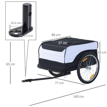 Bicycle Trailer Cargo Trailer Load Capacity Max. 40 kg Transport Trailer Hand Wagon Load Bicycle Trailer White+Black Steel Oxford 140 x 77 x 65 cm