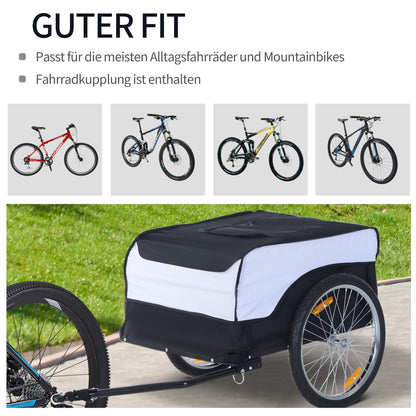 Bicycle Trailer Cargo Trailer Load Capacity Max. 40 kg Transport Trailer Hand Wagon Load Bicycle Trailer White+Black Steel Oxford 140 x 77 x 65 cm