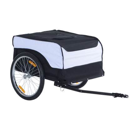 Bicycle Trailer Cargo Trailer Load Capacity Max. 40 kg Transport Trailer Hand Wagon Load Bicycle Trailer White+Black Steel Oxford 140 x 77 x 65 cm