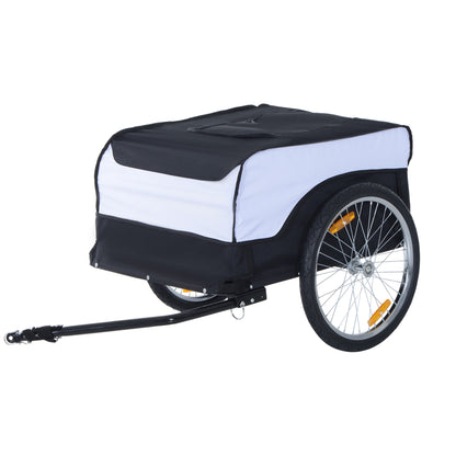 Bicycle Trailer Cargo Trailer Load Capacity Max. 40 kg Transport Trailer Hand Wagon Load Bicycle Trailer White+Black Steel Oxford 140 x 77 x 65 cm