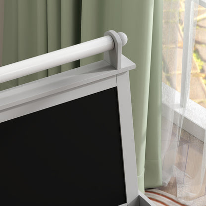 AIYPLAY Children's Drawing Easel 3 in 1 Magnetic Double-Sided Children's Blackboard Painting Easel with Paper Roll and Storage Baskets 59x48x118 cm Gray