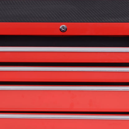Workshop Cart with Wheels, Tool Cart with 7 Drawers, Lockable Assembly Cart with Brake, Mobile Rolling Cart, Max. Load 150kg, Steel, Red