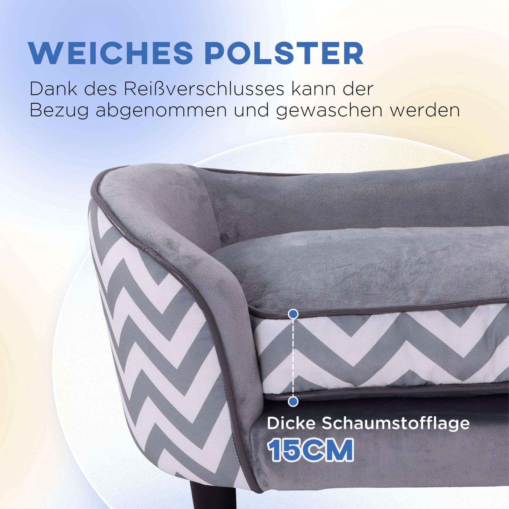 Pet Sofa Dog Couch Dog Bed Dog Mat Cat Pillow Padded Wood Foam Gray 68.5 x 40.5 x 40.5 cm