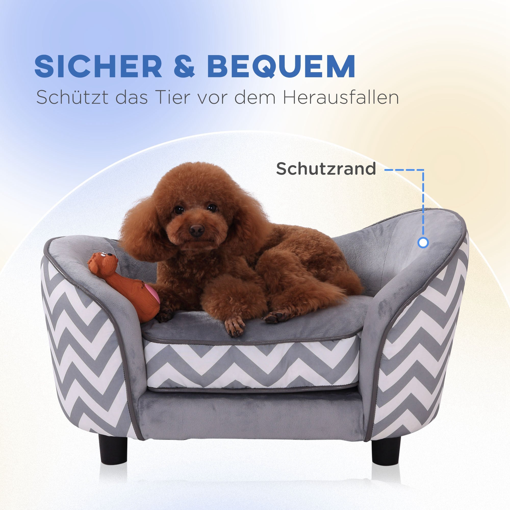 Pet Sofa Dog Couch Dog Bed Dog Mat Cat Pillow Padded Wood Foam Gray 68.5 x 40.5 x 40.5 cm