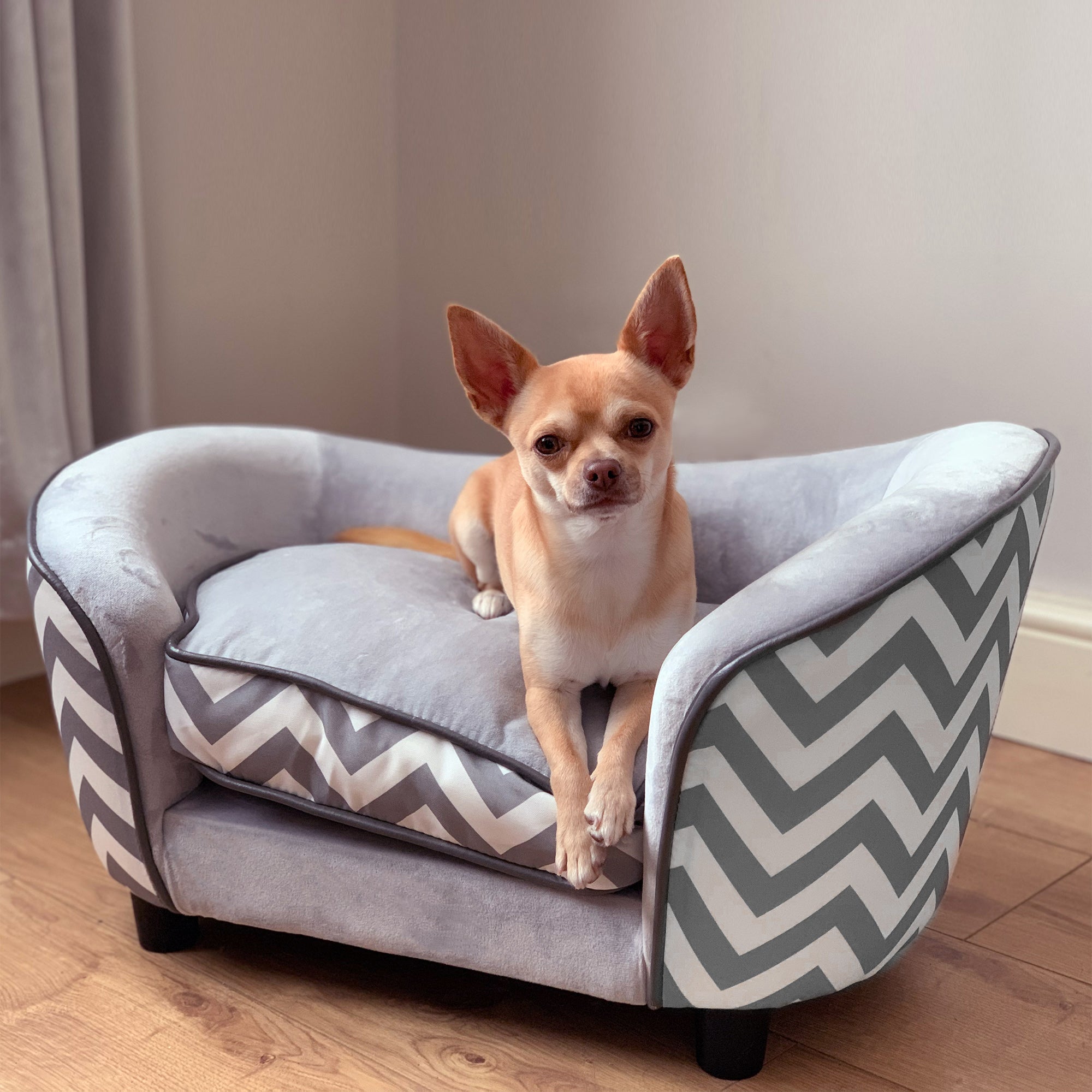 Pet Sofa Dog Couch Dog Bed Dog Mat Cat Pillow Padded Wood Foam Gray 68.5 x 40.5 x 40.5 cm