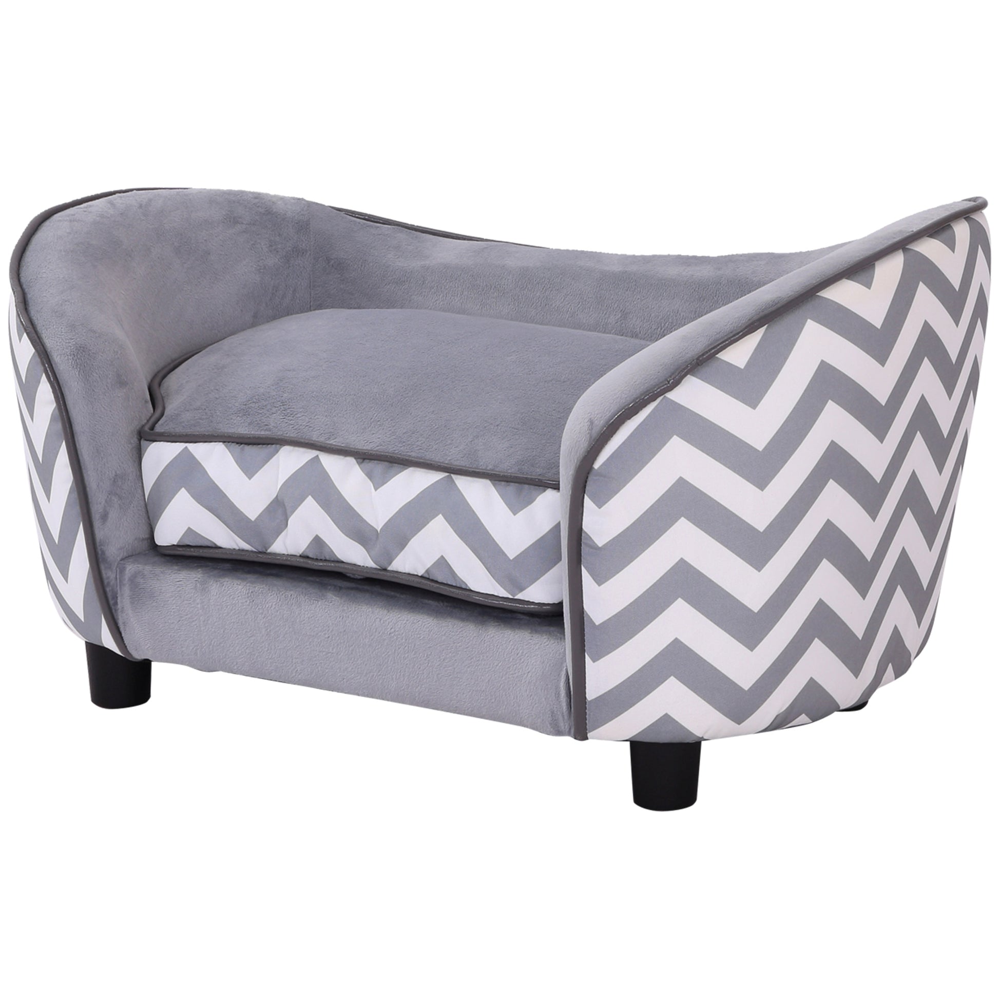 Pet Sofa Dog Couch Dog Bed Dog Mat Cat Pillow Padded Wood Foam Gray 68.5 x 40.5 x 40.5 cm