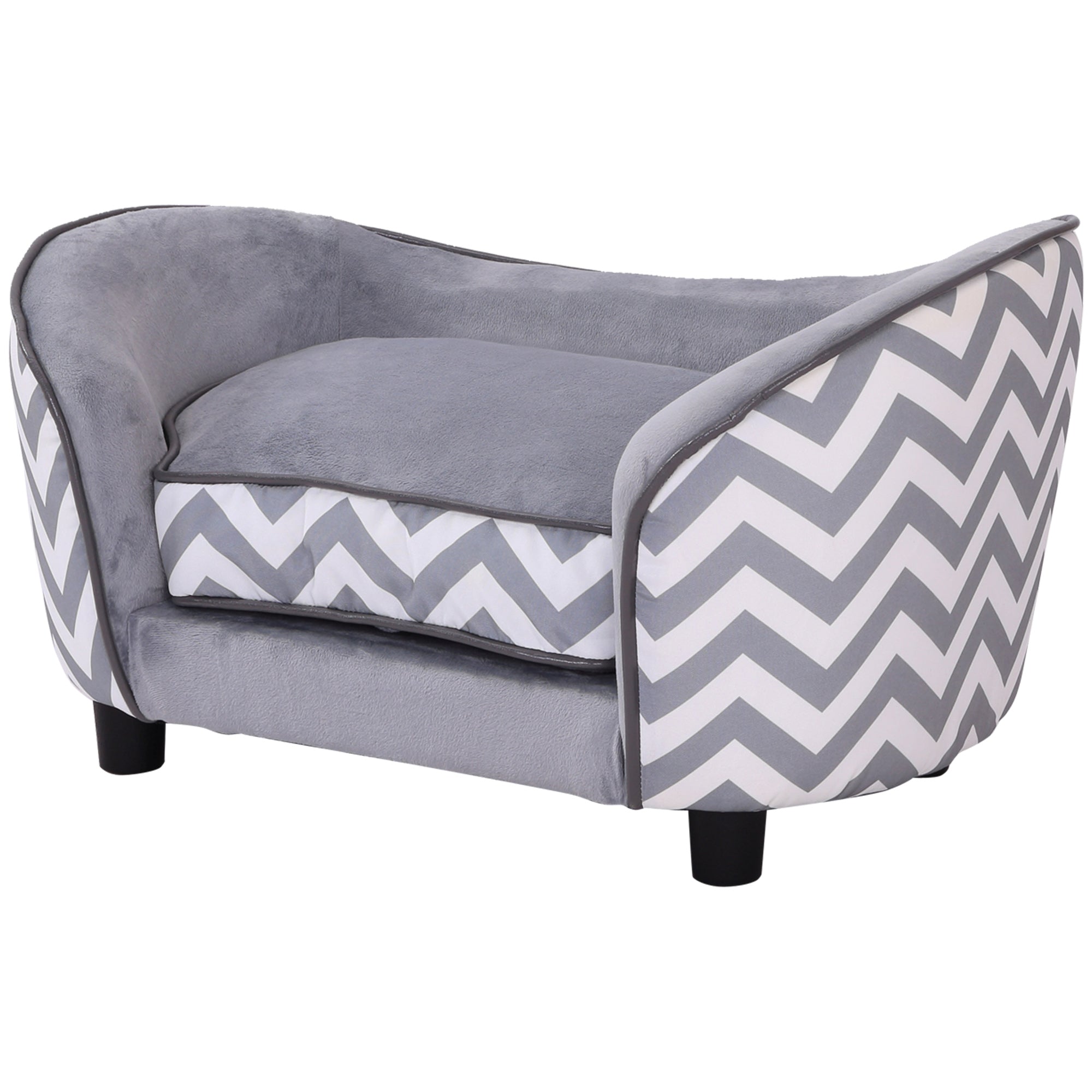 Pet Sofa Dog Couch Dog Bed Dog Mat Cat Pillow Padded Wood Foam Gray 68.5 x 40.5 x 40.5 cm