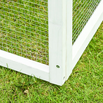 Wooden Rabbit Hutch with Open Area and Ramp, Rabbit Cage with Removable Bottom and Doors, 140x65x120 cm, Gray