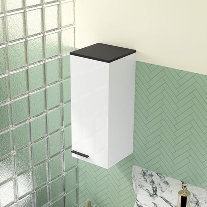 Wall Mounted Bathroom Cabinet, Bathroom Storage with 3 Shelves and Adjustable Shelves, 30x32x73 cm, Glossy White