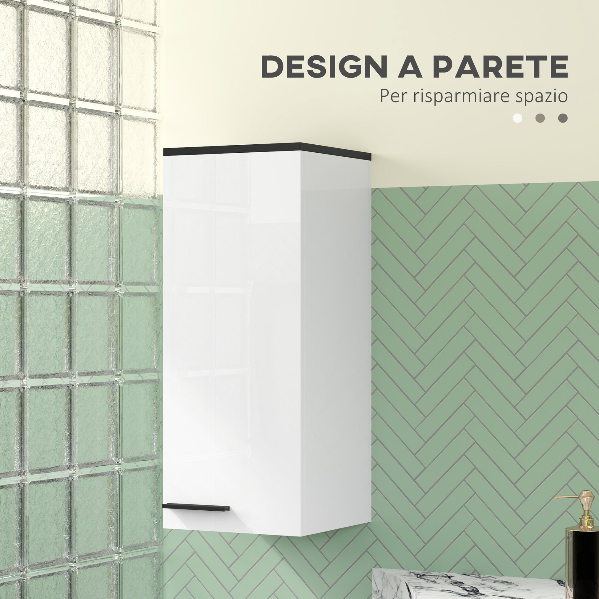 Wall Mounted Bathroom Cabinet, Bathroom Storage with 3 Shelves and Adjustable Shelves, 30x32x73 cm, Glossy White