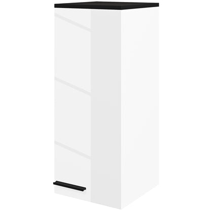 Wall Mounted Bathroom Cabinet, Bathroom Storage with 3 Shelves and Adjustable Shelves, 30x32x73 cm, Glossy White