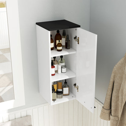 Wall Mounted Bathroom Cabinet, Bathroom Storage with 3 Shelves and Adjustable Shelves, 30x32x73 cm, Glossy White