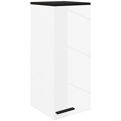 Wall Mounted Bathroom Cabinet, Bathroom Storage with 3 Shelves and Adjustable Shelves, 30x32x73 cm, Glossy White