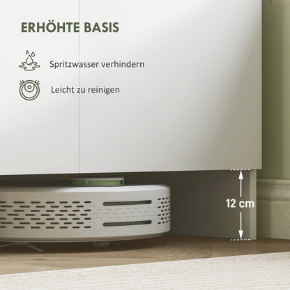 Kitchen Cabinet Buffet Cabinet with Worktop, 6 Doors, 4 Cabinets, Tall Cabinet with Noiseless Hinges, Microwave Cabinet with Modern Design, White