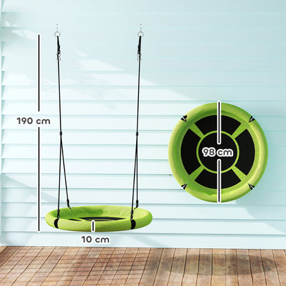 Nest Swing Ø98 cm Disc Swing Height Adjustable Garden Swing Holds up to 150 kg Durable & Weatherproof Hanging Swing Children's Swing Outdoor Indoor for Kids and Adults