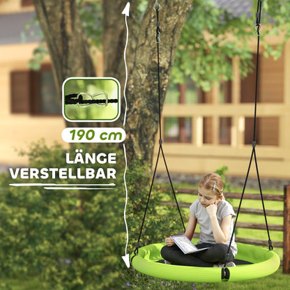 Nest Swing Ø98 cm Disc Swing Height Adjustable Garden Swing Holds up to 150 kg Durable & Weatherproof Hanging Swing Children's Swing Outdoor Indoor for Kids and Adults