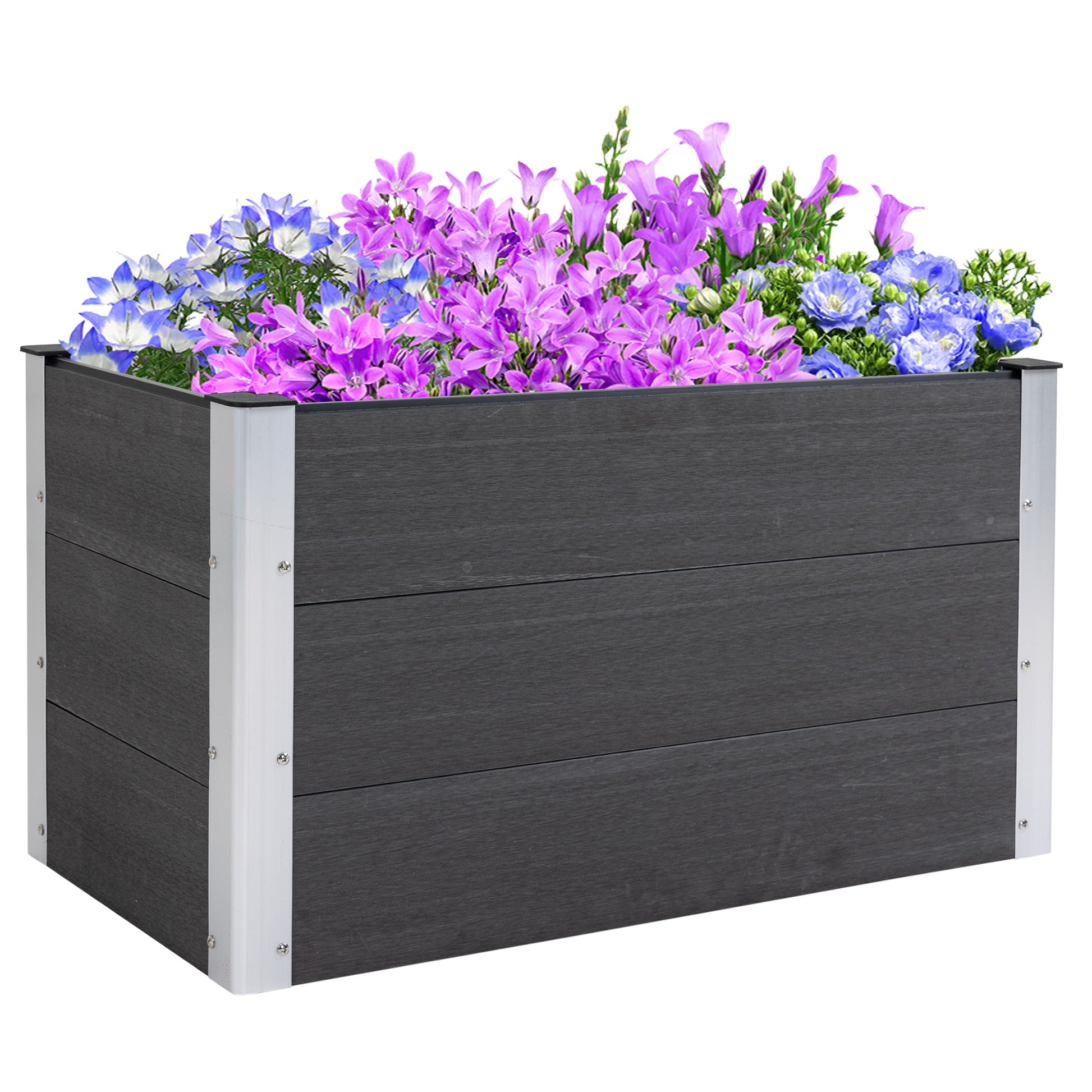 Raised Bed Aluminum, Planting Bed Cold Frame Garden Bed Flower Box Weatherproof, without Bottom, Planter Box 100x50x55.5cm for Terrace, Balcony, Flower Box for Flowers, Plants, Gray