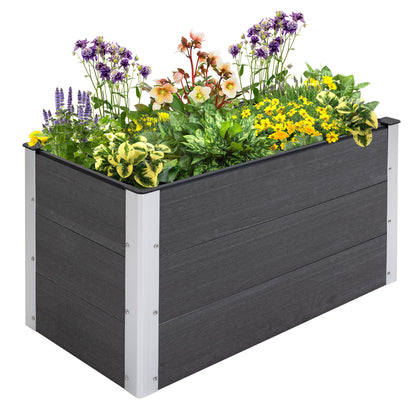 Raised Bed Aluminum, Planting Bed Cold Frame Garden Bed Flower Box Weatherproof, without Bottom, Planter Box 100x50x55.5cm for Terrace, Balcony, Flower Box for Flowers, Plants, Gray