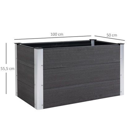 Raised Bed Aluminum, Planting Bed Cold Frame Garden Bed Flower Box Weatherproof, without Bottom, Planter Box 100x50x55.5cm for Terrace, Balcony, Flower Box for Flowers, Plants, Gray