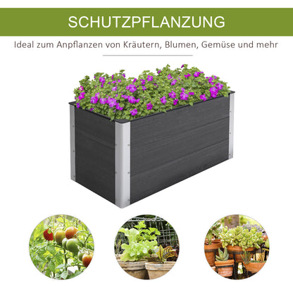 Raised Bed Aluminum, Planting Bed Cold Frame Garden Bed Flower Box Weatherproof, without Bottom, Planter Box 100x50x55.5cm for Terrace, Balcony, Flower Box for Flowers, Plants, Gray