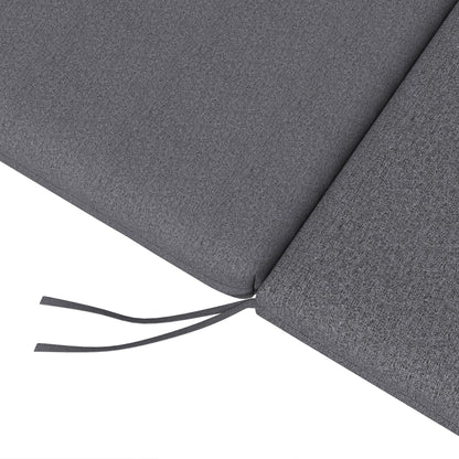 Set of 2 Sun Lounger Seat Cushions with Attachment Straps for Garden - 190.5L x 58.4W x 7H cm Gray