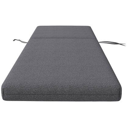 Set of 2 Sun Lounger Seat Cushions with Attachment Straps for Garden - 190.5L x 58.4W x 7H cm Gray
