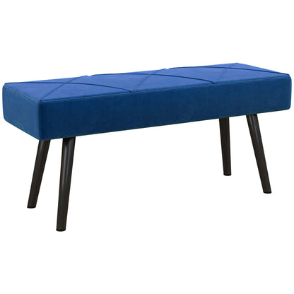 Upholstered Bench in Velvet Look, Bed Bench with X-Pattern, Steel Legs, Shoe Bench for Bedroom, Living Room, Hallway, 100 x 36 x 45 cm, Blue