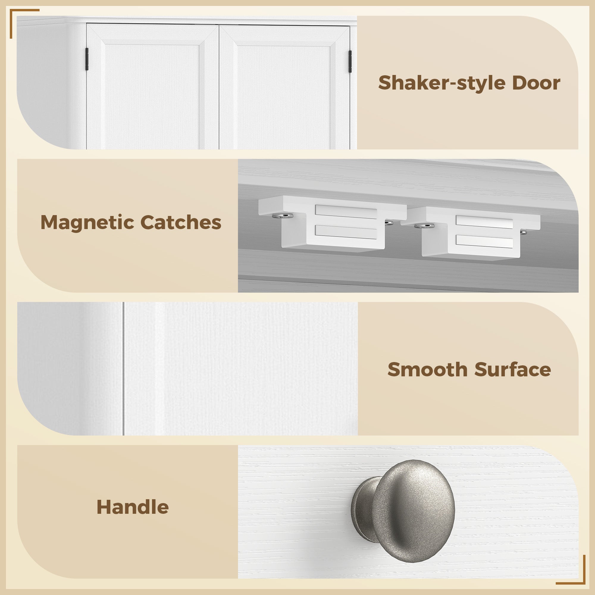 73.4" Tall Kitchen Pantry Cabinet, 4-Door Buffet with Drawer & Adjustable Shelves, White - 31.5 x 15.6 x 73.4 in (80 x 39.5 x 186.4 cm)