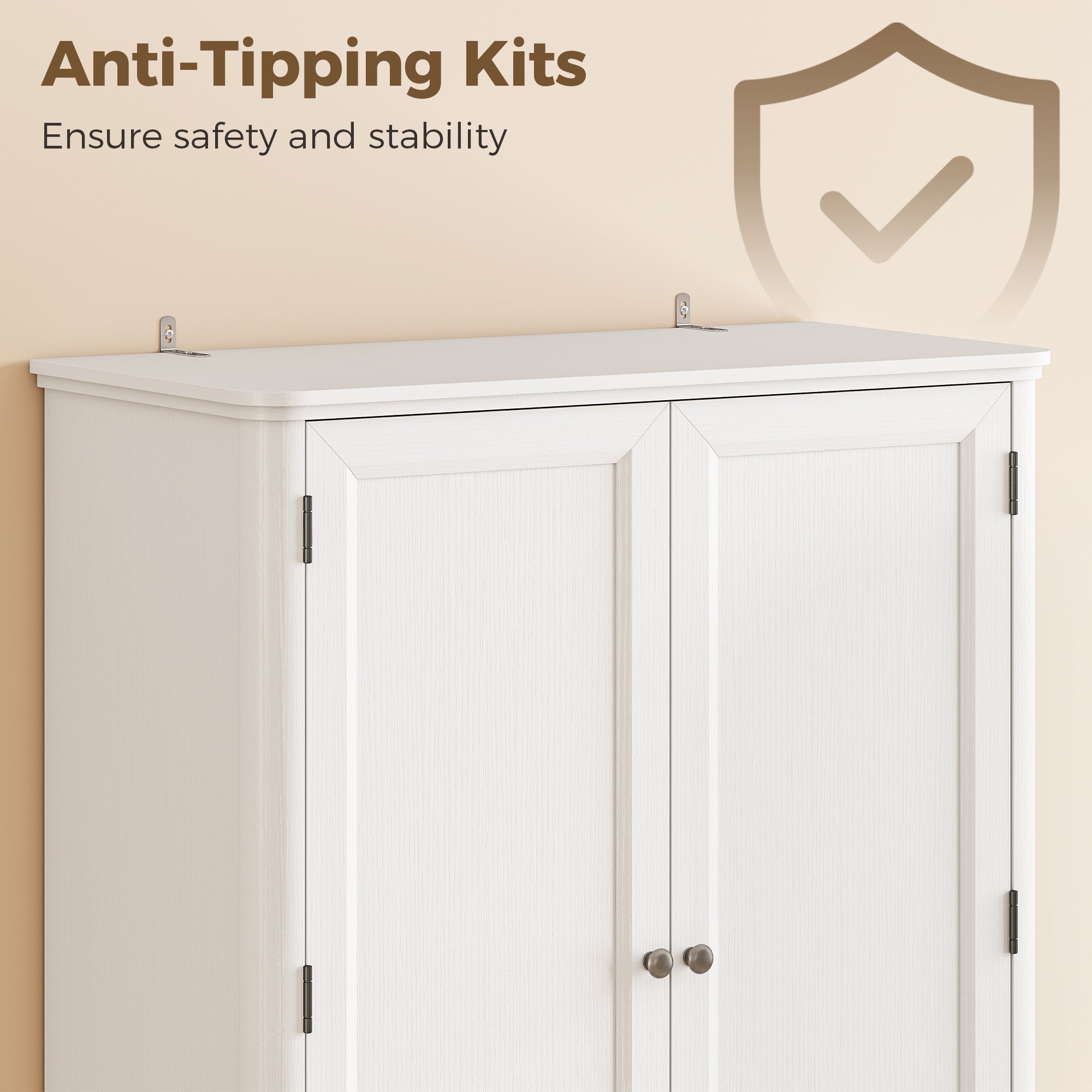 73.4" Tall Kitchen Pantry Cabinet, 4-Door Buffet with Drawer & Adjustable Shelves, White - 31.5 x 15.6 x 73.4 in (80 x 39.5 x 186.4 cm)