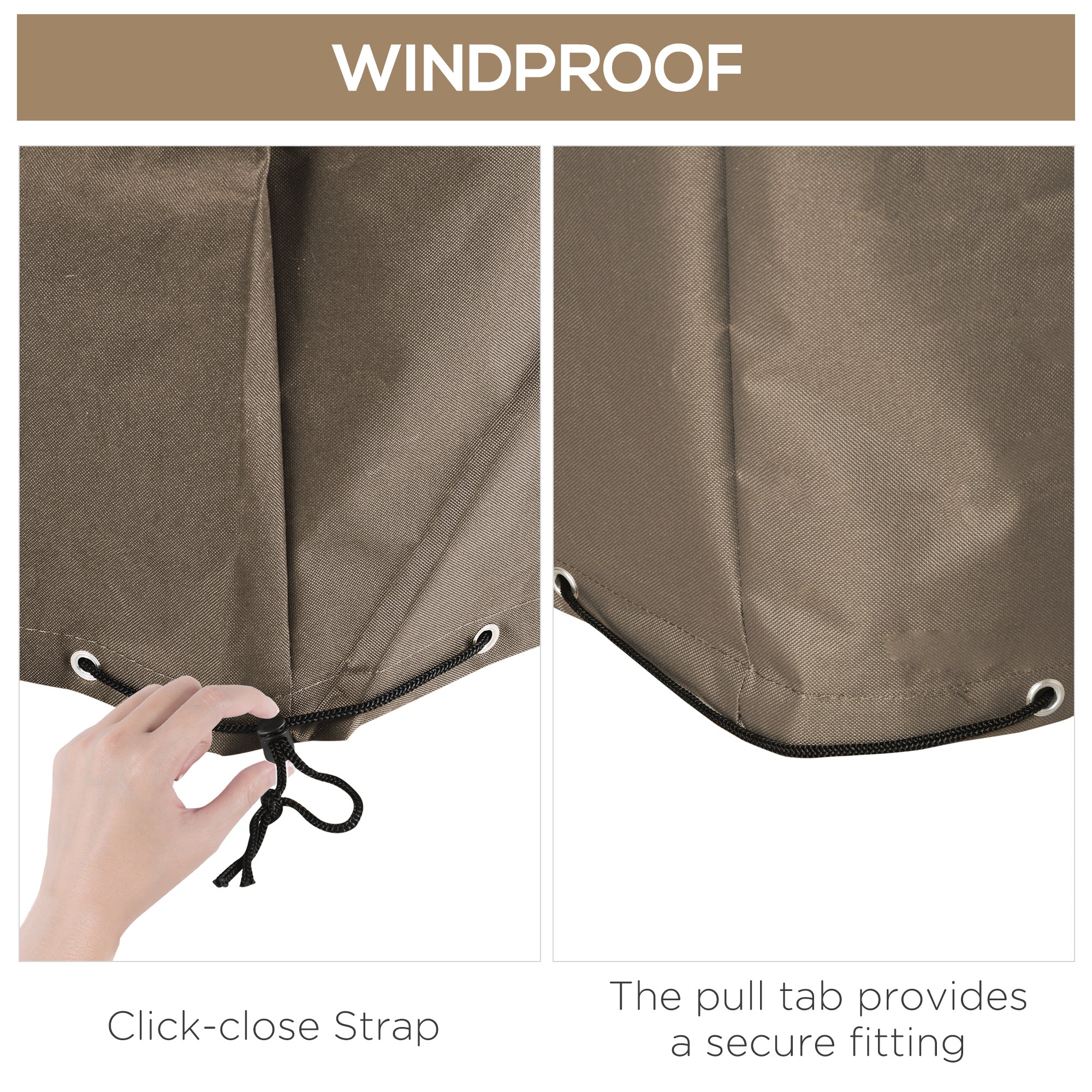 Protective Outdoor Furniture Cover – Waterproof, Windproof PE-Coated Oxford Fabric, Winter-Ready Patio Table & Chairs Cover 275 x 205 x 90 cm (108.3 x 80.7 x 35.4 in) – Beige